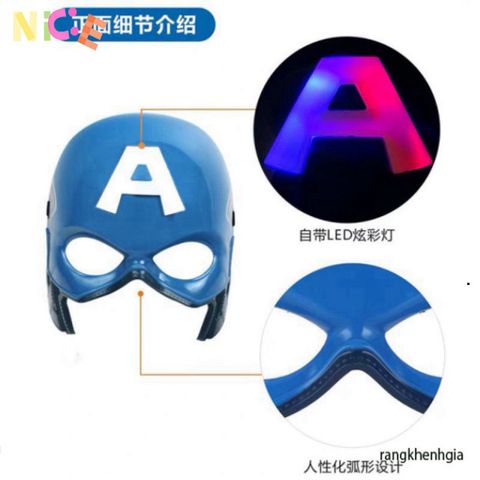 Set hóa trang siêu anh hùng Captain America 5 món - Áo choàng, mặt nạ phát sáng, găng tay, đĩa ném - Đồ chơi trẻ em an toàn và sáng tạo