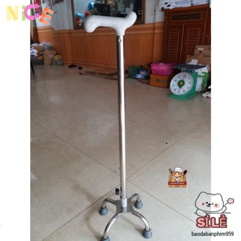 Gậy Tập Đi Inox 3-4 Chân Đứng Ổn Định - Hỗ Trợ Di Chuyển An Toàn cho Người Cao Tuổi và Người Hồi Phục