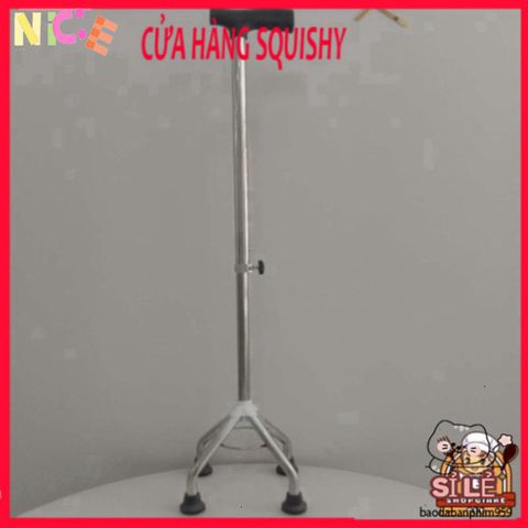 Gậy Chống 4 Chân Inox Điều Chỉnh Chiều Cao - Hỗ Trợ Người Già & Khuyết Tật Di Chuyển An Toàn & Dễ Dàng