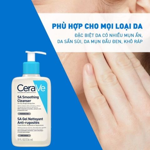 Sữa Rửa Mặt Cerave SA Smoothing Cleanser 473ml - Chăm Sóc Da Khô và Nhạy Cảm, Dưỡng Ẩm Hiệu Quả