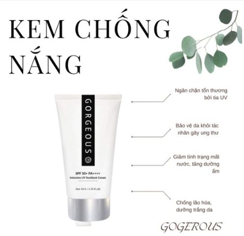 Kem chống nắng Gorgeous 100ml Hàn Quốc - Bảo vệ UVA/UVB, Cấp ẩm, Không nhờn, Dễ dàng mang theo - Sản phẩm chăm sóc da hoàn hảo