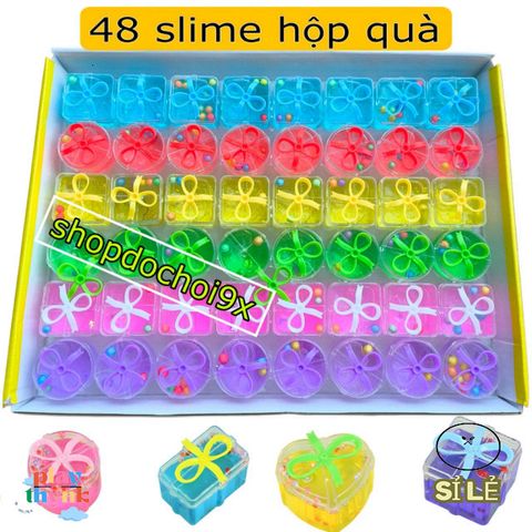 Bộ Quà Tặng Slime Đáng Yêu 48 Lọ Màu Sắc Đa Dạng Trong Hộp Kết Nơ Thời Trang - Đồ Chơi Sáng Tạo Cho Trẻ Em