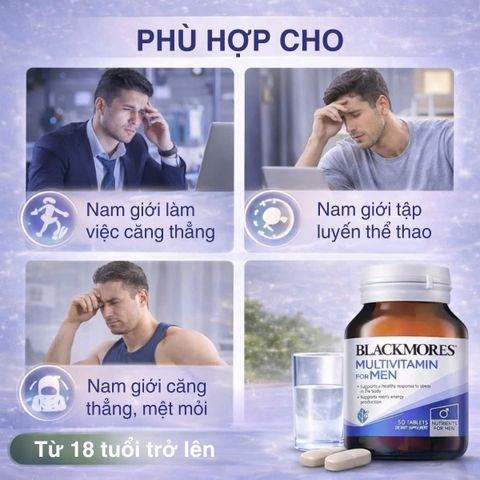 Viên uống Blackmores Multivitamin For Men hỗ trợ sức khỏe nam giới - Lọ 50 viên