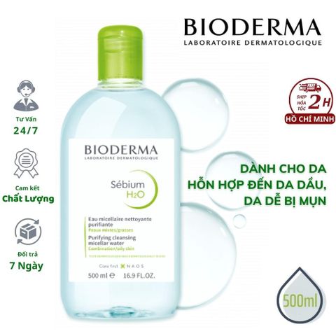 Nước Tẩy Trang Bioderma Sensibio H2O Micellar Water Xanh 500ml - Tẩy Trang Nhẹ Nhàng, Làm Sạch Sâu Da Nhạy Cảm Chính Hãng
