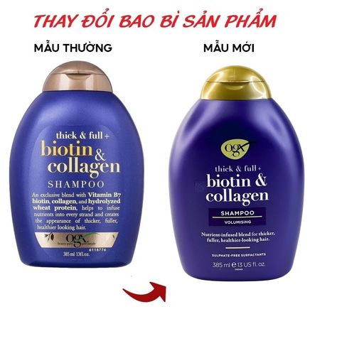 Dầu Gội Cao Cấp Biotin & Collagen OGX 385ml - Tăng Độ Phồng, Phục Hồi Tóc Mỏng, Dưỡng Tóc Mềm Mượt Chính Hãng Mỹ