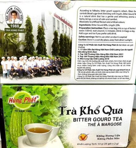 Trà khổ qua Hùng Phát - Hỗ trợ cải thiện đường huyết, tăng cường sức đề kháng, 25 gói x 2g, trà thảo mộc tự nhiên cho người tiểu đường