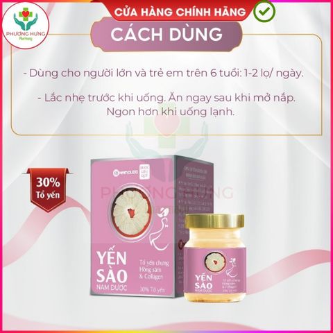 Yến Sào Nam Dược Hồng Sâm và Collagen 70ml - Giúp Đẹp Da, Ngăn Ngừa Lão Hóa, Bồi Bổ Sức Khỏe và Tăng Đề Kháng