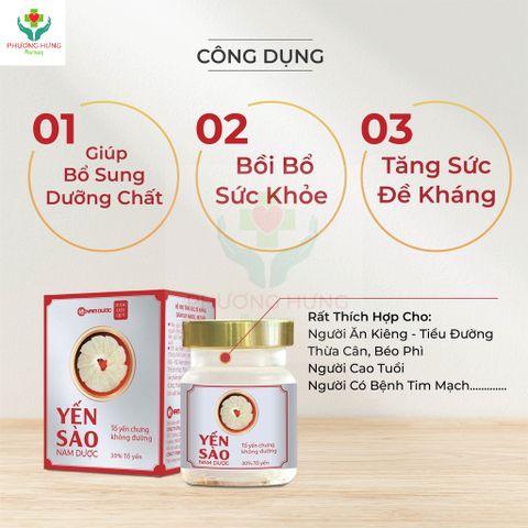 Yến Sào Nam Dược Tổ Yến Chưng Không Đường 70ml - Bổ Dưỡng Sức Khỏe, Dành Cho Người Giảm Cân, Ăn Kiêng, Không Chất Bảo Quản
