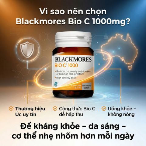 Viên Uống Blackmores Bio C 1000mg Bổ Sung Vitamin C Hỗ Trợ Đề Kháng , Dễ Tiêu, Hỗ Trợ Sức Khỏe 31 Viên Úc