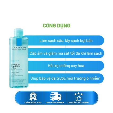 Nước Tẩy Trang La Roche-Posay Effaclar Micellar Water Ultra 400ml - Giải Pháp Hoàn Hảo Cho Da Dầu, Làm Sạch Dịu Nhẹ, Chính Hãng