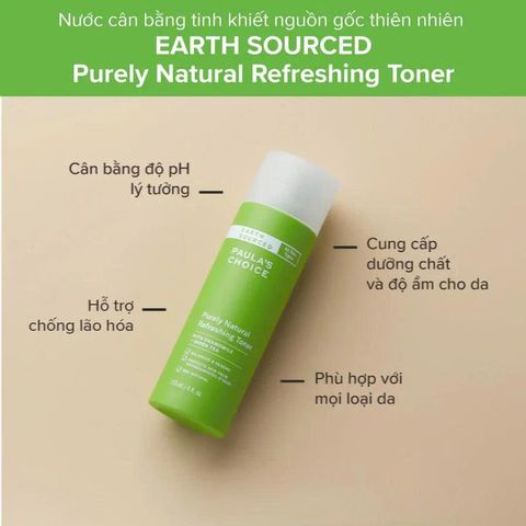 Nước Cân Bằng Da Paula's Choice Purely Natural 118ml - Toner Dưỡng Ẩm, Làm Sạch Da Từ Thiên Nhiên, Phù Hợp Với Mọi Loại Da