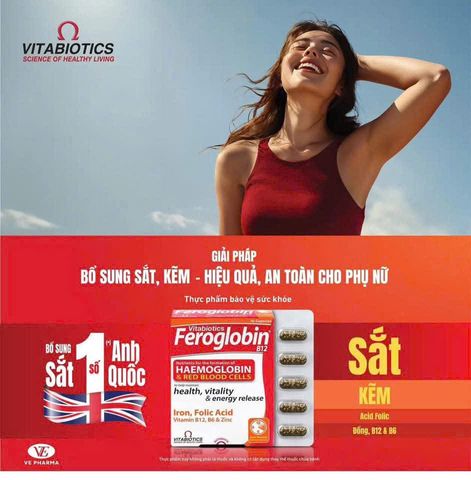 Viên Sắt Kẽm Hữu Cơ Giải Phóng Chậm Feroglobin B12 Nhập Khẩu Anh Quốc - Bổ Sung Sắt, Vitamin B12, Hỗ Trợ Mẹ Bầu, 30 Viên Con Nhộng Dễ Uống