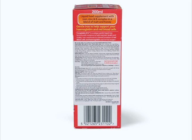 Siro Bổ Máu Feroglobin B12 Vitabiotics - Hỗ Trợ Tạo Máu, Giảm Mệt Mỏi, Phù Hợp cho Trẻ Em và Phụ Nữ Mang Thai, Vị Cam Mật Ong