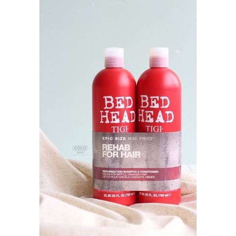 Dầu Gội Xả Tigi Bed Head Urban Antidotes Resurrection 750ml - Phục Hồi Tóc Hư Tổn, Giảm Tình Trạng Tóc Xỉn Màu, Mềm Mượt Chính Hãng 608265