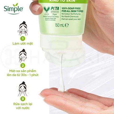 Sữa Rửa Mặt Simple Refreshing Facial Wash 150ml - Gel Rửa Mặt Dịu Nhẹ, Không Hương Liệu, Dành Cho Da Nhạy Cảm, Cung Cấp Độ Ẩm