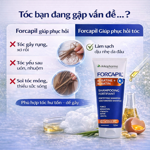 Dầu Gội Arkopharma Forcapil Fortifiant 200ml - Dưỡng Tóc Yếu, Giảm Gãy Rụng, Phù Hợp Cho Da Đầu Nhạy Cảm