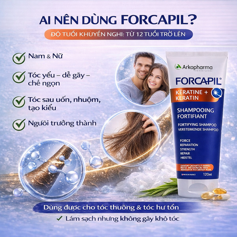 Dầu Gội Arkopharma Forcapil Fortifiant 200ml - Dưỡng Tóc Yếu, Giảm Gãy Rụng, Phù Hợp Cho Da Đầu Nhạy Cảm