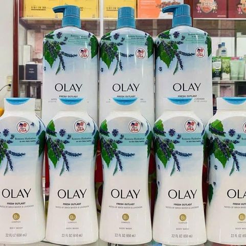 Sữa Tắm Olay Outlast Birch Water & Lavender 650ml – Thư Giãn, Dịu Mát Da với Hương Tươi Mát Naturals