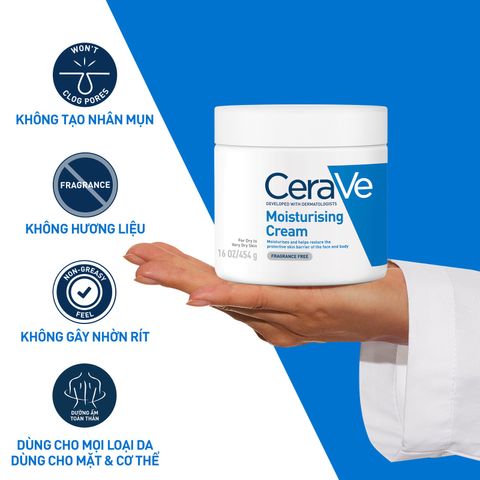 Kem Dưỡng Ẩm Phục Hồi CeraVe 340g - Kem Dưỡng Ẩm Chuyên Sâu Cho Da Thường Đến Khô, Chính Hãng, Cung Cấp Độ Ẩm Và Bảo Vệ 