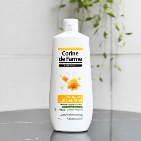 Gel Tắm Corine de Farme Essential Milk & Honey Dưỡng Ẩm Dịu Nhẹ 750ml - Sữa và Mật Ong Cho Làn Da Mịn Màng, Thơm Mát