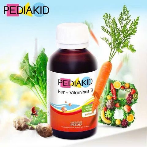 Siro Bổ Máu Pediakid - Bổ Sung Sắt & Vitamin B, Hỗ Trợ Giảm Mệt Mỏi, Dành Cho Trẻ Em và Người Lớn, Hương Vị Chuối tự Nhiên