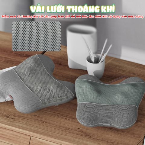 Gối Massage Lưng Cổ Vai Gáy Booster Boluojun BT-30 - Massage Nhiệt Hồng Ngoại, Pin Sạc Tiện Lợi, Thư Giãn Tại Nhà