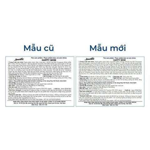 Viên Uống Bổ Sung Vitamin và Khoáng Chất Happy Mom Jpanwell - Dinh Dưỡng Thiết Yếu Cho Mẹ Bầu và Sau Sinh (60 Viên)