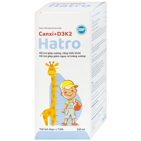 Siro Bổ Sung Canxi + D3K2 Hatro 120ml - Giúp Xương Răng Chắc Khỏe, Dinh Dưỡng Thiết Yếu Cho Trẻ Em và Phụ Nữ Có Thai