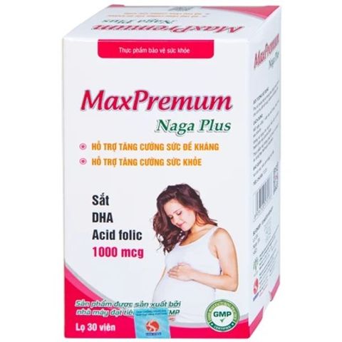 Viên uống bổ sung sắt, DHA, acid folic MaxPremum Naga Plus Vesta cho phụ nữ mang thai & cho con bú - 30 viên hỗ trợ sức khỏe mẹ & bé