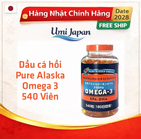 Dầu Cá Hồi Pure Alaska Omega 3 Nhật Bản - 540 Viên Hỗ Trợ Tim Mạch, Tăng Cường Não Bộ, Bổ Sung EPA & DHA
