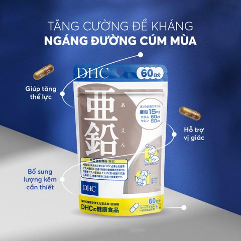 Viên Uống DHC Zinc Kẽm Nhật Bản 60 Viên - Bổ Sung Kẽm Tăng Cường Sức Khỏe và Miễn Dịch, Hỗ Trợ Chăm Sóc Da Tóc