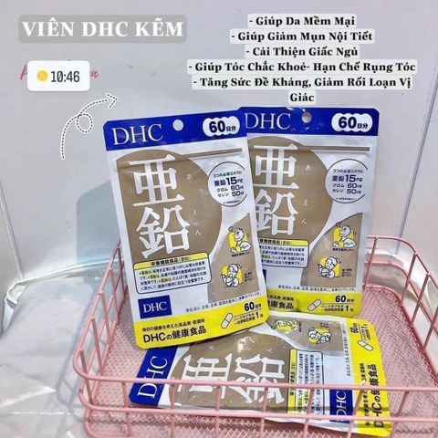 Viên Uống DHC Zinc Kẽm Nhật Bản 60 Viên - Bổ Sung Kẽm Tăng Cường Sức Khỏe và Miễn Dịch, Hỗ Trợ Chăm Sóc Da Tóc