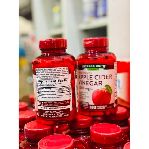 Viên uống giấm táo giảm cân Apple Cider Vinegar 1200mg - Hỗ trợ giảm cân và làm đẹp da - 180 viên Mỹ chính hãng