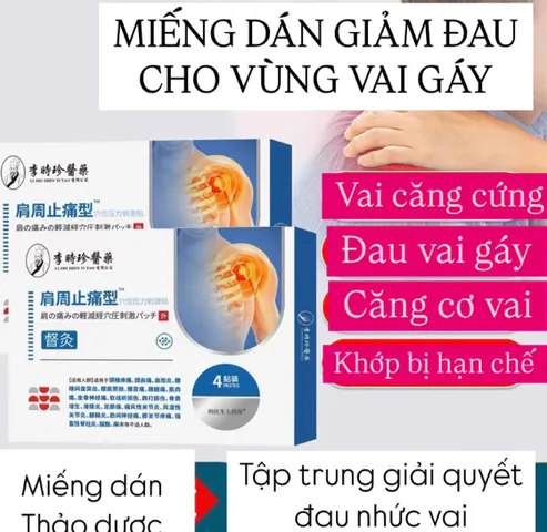 Hộp 4 Miếng Dán Thảo mộc Giảm Đau Xương Khớp Vai GáyMiếng Dán Xua Tan Đau Nhức, Mệt Mỏi Cho Vai Gáy