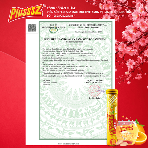 [COMBO 5 TUÝP x 20 VIÊN] Viên Sủi Vitamin Tổng Hợp  PLUSSSZ MAX MULTIVITAMIN VỊ CAM Không Đường
