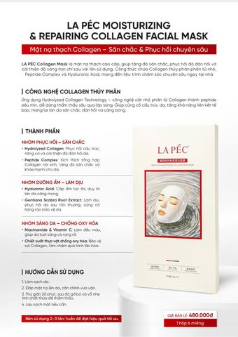 Mặt nạ thạch Collagen Lapec – Dưỡng ẩm phục hồi chuyên sâu & săn chắc da (hộp 6 miếng)