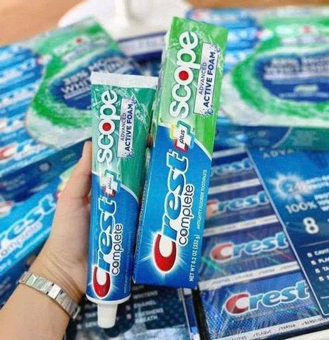Kem Đánh Răng Crest Complete Whitening Plus Scope 232g - Trắng Răng, Hơi Thở Thơm Mát, Chăm Sóc Răng Miệng Tối Ưu