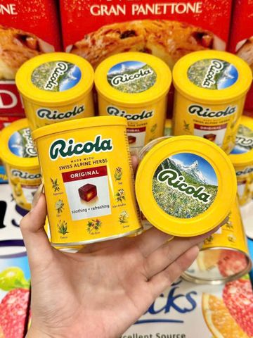 Kẹo Ngậm Ho Ricola Không Đường 250g - Giảm Ho, Thơm Mát, Giải Quyết Cơn Ho Tức Thì, Sự Lựa Chọn Lành Mạnh