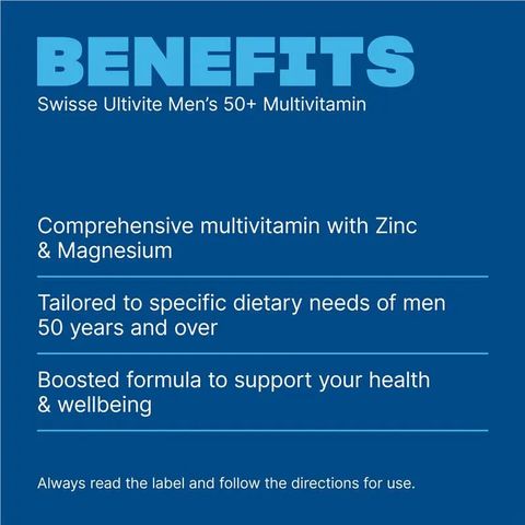 Vitamin Tổng Hợp Nam Swisse Trên 50 Tuổi - Multivitamin 60 Viên Úc Giúp Tăng Cường Sức Khỏe Và Hệ Miễn Dịch 625120