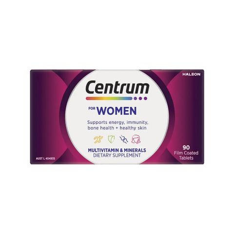 Vitamin Tổng Hợp Centrum cho Phụ Nữ 90 Viên - Hỗ Trợ Sức Khỏe, Làm Đẹp Tóc, Da, Móng - Vitamin Úc Chính Hãng 625130