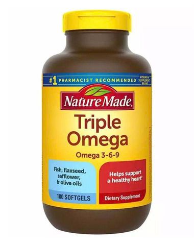 Viên uống Omega 3 6 9 Nature Made 180 viên - Hỗ trợ tim mạch và não bộ, bổ sung dưỡng chất, 180 viên, Hàng Mỹ chính hãng