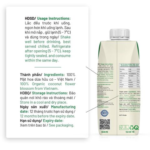 Mật hoa dừa Sokfarm tiệt trùng 330ml - mật hoa dừa tươi organic