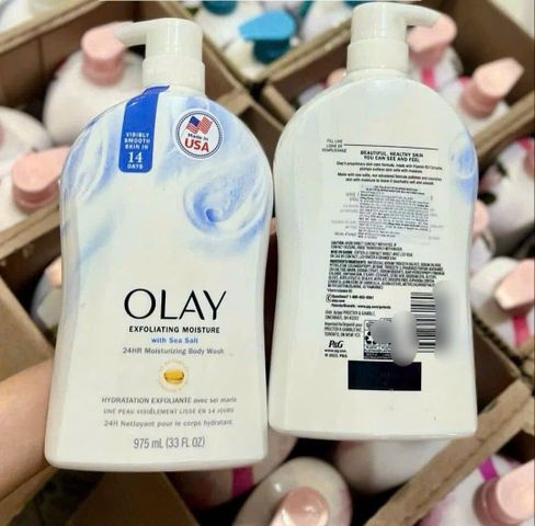 Sữa Tắm Olay Exfoliating Moisture Body Wash 975ml - Tẩy Da Chết Nhẹ, Dưỡng Ẩm Sâu, Giúp Làn Da Mịn Màng Sáng Khỏe