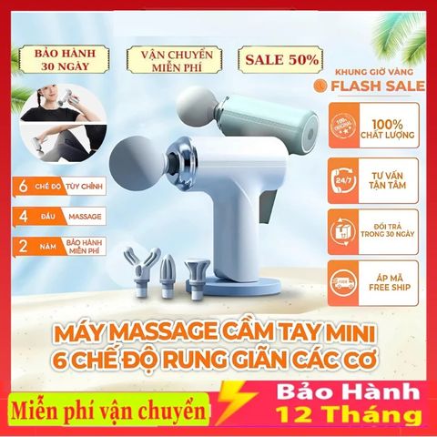 Máy Massage Cầm Tay MG203 Mini , Máy Mát Xa Toàn Thân Sạc Pin 4 Đầu 6 Cấp Giảm Đau Mỏi, Thư Giãn Giảm Strees 630086