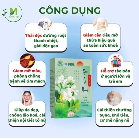 Trà Lá Nam Mộc Tâm Hỗ Trợ Giảm Cân, Tiêu Mỡ, Mát Gan, Thanh Lọc Cơ Thể, Tiêu Hóa Tốt, Đẹp Da (30 túi x 3gr)