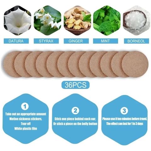 Miếng Dán Chống Say Tàu Xe Cho Bà Bầu & Trẻ Nhỏ - Thành Phần Dịu Nhẹ, Không Kích Ứng Da