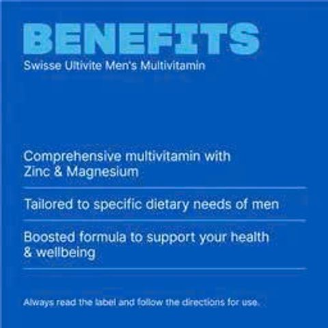 Viên uống bổ sung vitamin tổng hợp Swisse Men’s Ultivite Multivitamin - Bổ sung dinh dưỡng, hỗ trợ sức khỏe, năng lượng cho nam giới