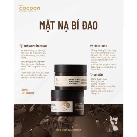 [B E B U] Mặt Nạ Bí Đao Cocoon Winter Melon Face Mask 100ml