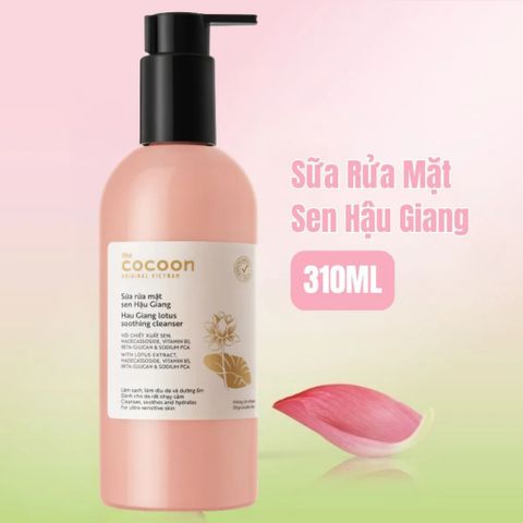 [B E B U] Sữa Rửa Mặt Sen Cocoon Hậu Giang Lotus Soothing Cleanser 310 ml - Làm Sạch, Làm Dịu Da và Dưỡng Ẩm