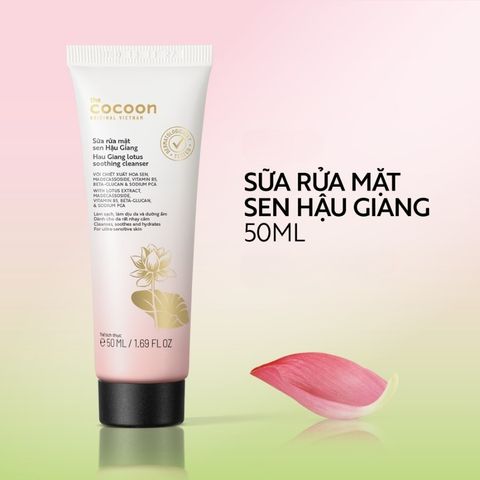 [B E B U]  Sữa Rửa Mặt Sen Hậu Giang Cocoon Lotus Soothing Cleanser 50ml